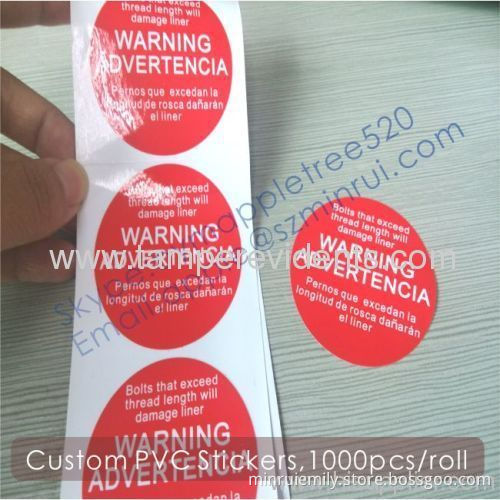 Custom Printing Pvc Labels For Warning,single Color Printed Round Pvc Sticker,waterproof And Durable Pvc Product Labels 